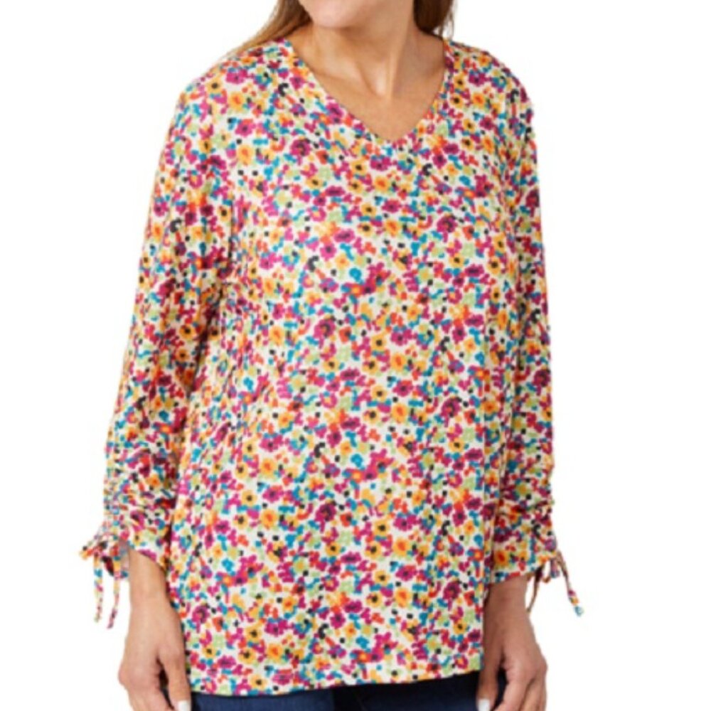 Erin London 3/4 Sleeve Floral Top LARGE